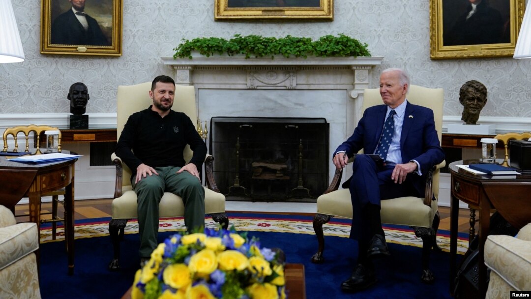 U.S. President Joe Biden meets with Ukraine's President Volodymyr Zelenskyy at the White House in Washington, Sept. 26, 2024. 