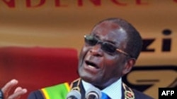 President Robert Mugabe addresses the nation as Zimbabwe celebrates 30 years of independence from Britain, in Harare, 18 Apr 2010