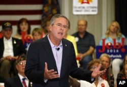 Republican presidential candidate, former Florida Gov. Jeb Bush, speaks during a town hall style campaign stop in Colorado, Aug. 25, 2015.