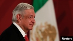 Mexico's President Andres Manuel Lopez Obrador looks on during a news conference at the National Palace in Mexico City, Mexico December 27, 2019.