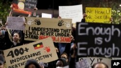 Protesters gather in Sydney on June 2, 2020, to support the cause of U.S. protests over the death of George Floyd and urged their own government to address racism and police violence. 