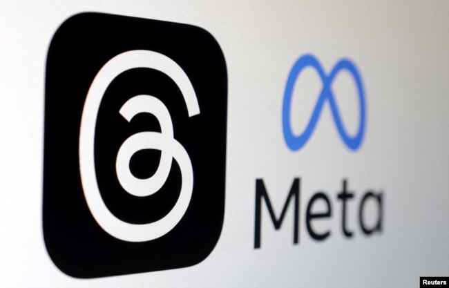 ILUSTRASI - Logo aplikasi Meta dan Thread, 4 Juli 2023. (REUTERS/Dado Ruvic)