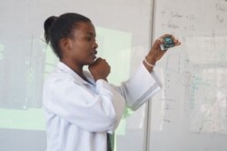 Role model and Engineering Student at MUST, Rachael Nyanda shared her knowledge with the campers.
