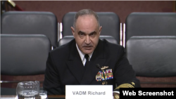 찰스 리처드 미 전략사령관 지명자가 24일 상원 군사위 인준청문회에 출석했다.