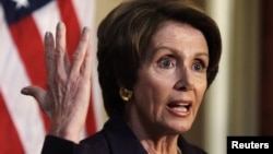 U.S. House Minority Leader Nancy Pelosi speaks to the media on Capitol Hill, December 7, 2012.