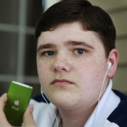 Matthew Brady, 17, of Foxborough, Massachusetts, has some mild hearing loss