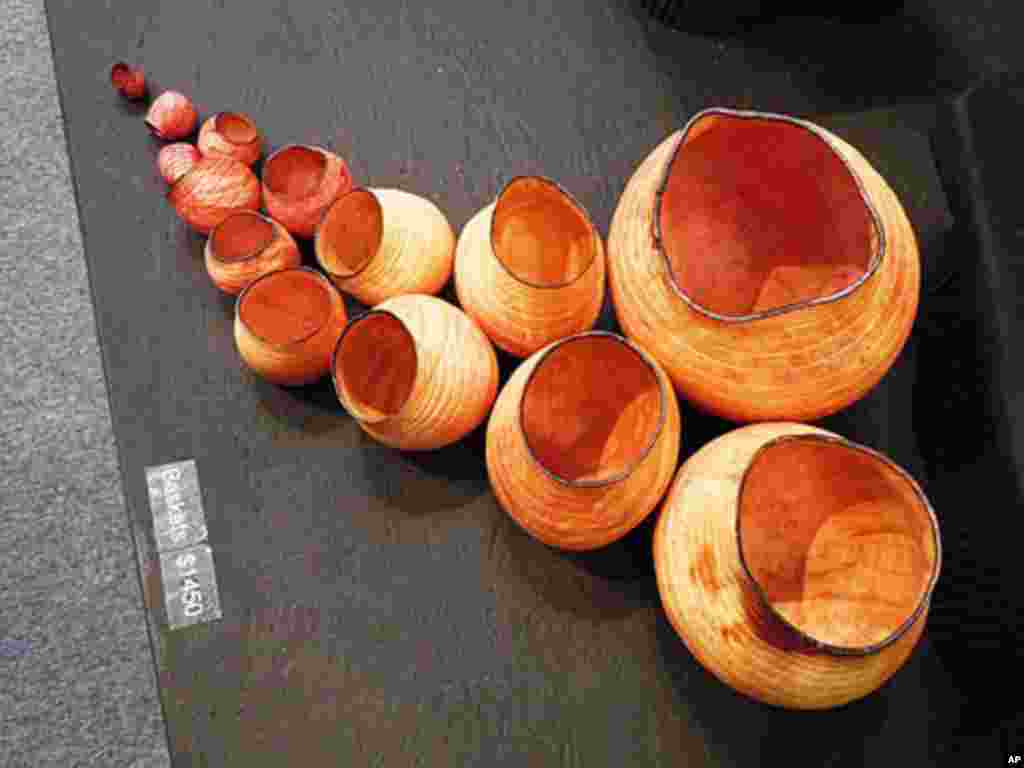 Baskets in Madrone wood made by sculptor and wood turner Christian Burchard.