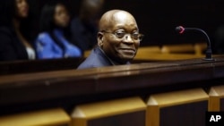 Former president Jacob Zuma sits in the dock in the High Court in Pietermaritzburg, South Africa, July 27 2018.