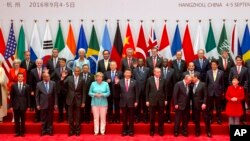 参加G20杭州峰会的各国领导人合影（2016年9月4日）