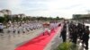 Hundreds of Cambodian government officials gathered to pay their respects to the late King Norodom Sihanouk to mark the third-year anniversary of his death at King Norodom Sihanouk Memorial on​ Independence Park, along Sihanouk Boulevard in Phnom Penh, Cambodia. ( Leng Len/ VOA Khmer)