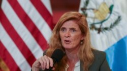 USAID Administrator Samantha Power arrives to a news conference, in Guatemala City