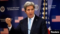 U.S. Secretary of State John Kerry speaks during a news conference at the U.S. Embassy in Kiev March 4, 2014. 