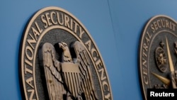 FILE - A sign standing outside the National Security Agency campus is seen in Fort Meade, Maryland.