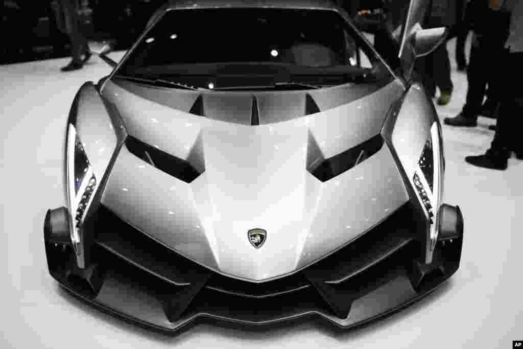 The new Lamborghini Veneno is seen during the first media day of the 83rd Geneva International Motor Show, Switzerland. The Motor Show will open its gates to the public from March 7 to 17.