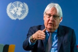 FILE - Martin Griffiths, the United Nations humanitarian chief, speaks to The Associated Press, at U.N. headquarters, Sept. 28, 2021.