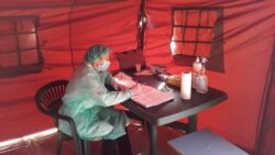 A triage tent in Konjic for coronavirus testing, March 19, 2020.