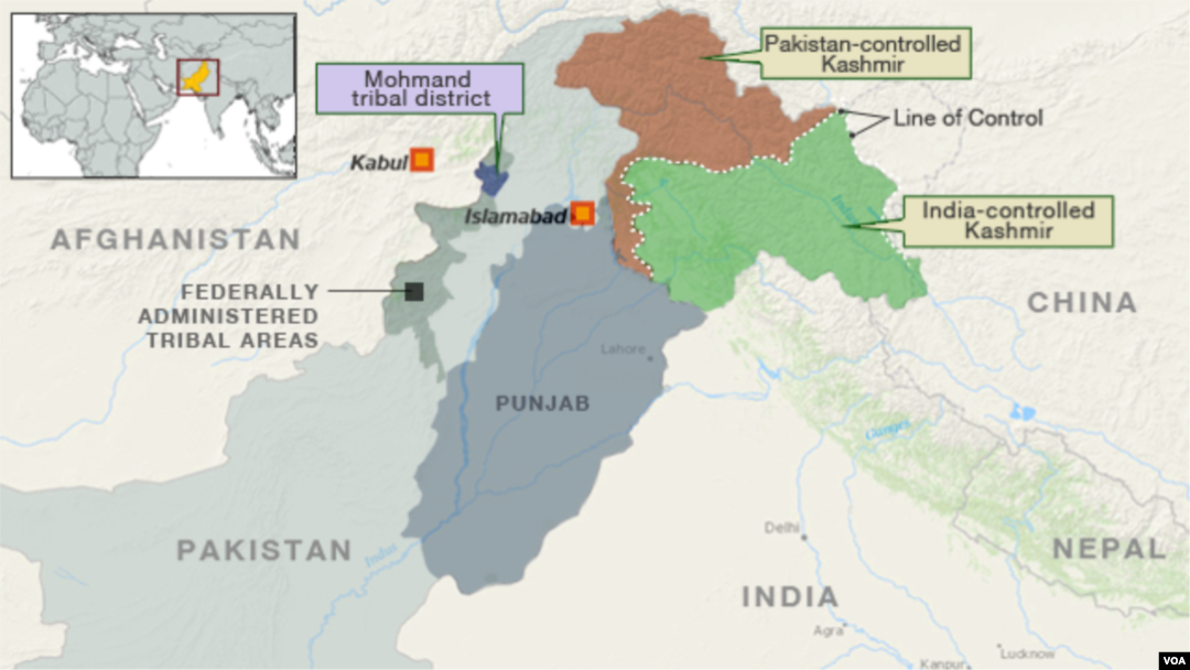 Map of Pakistan Showing Mohmand Tribal District.