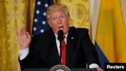 President Donald Trump speaks during a news conference at the White House in Washington, May 18, 2017.