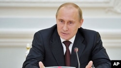 Russian Prime Minister Vladimir Putin during a meeting with the main Kremlin party United Russia in Moscow, April 24, 2012.