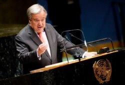 United Nations Secretary General Antonio Guterres addresses the opening of the 74th session of the United Nations General Assembly at U.N. headquarters in New York City, New York.