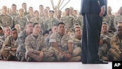 U.S. Secretary of Defense Leon Panetta addressing troops, Camp Lemonnier, Djibouti, Dec. 13, 2011.