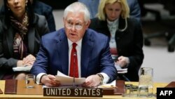 Le secretaire d'Etat américain Rex Tillerson lors du conseil de sécurité de l'ONU, à New York, le 15 decembre 2017.