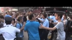 香港佔中據點出現暴力事件