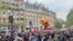 Thousands joined the traditional International Workers' Day protest in Paris, canceled last year because of coronavirus, May 1, 2021. (Lisa Bryant/VOA)