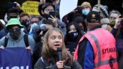 Swedish activist Greta Thunberg speaks at Festival Park as the U.N. climate conference (COP26) in Glasgow, November 1, 2021. (Russell Cheyne/Reuters)