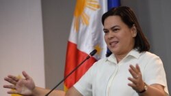 Wakil Presiden Filipina Sara Duterte berbicara dalam konferensi pers di kantornya di Manila, 11 Desember 2024. (Foto: Ted Aljibe/AFP)