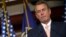 FILE - Speaker of the House John Boehner, R-Ohio, speaks with reporters on Capitol Hill in Washington, July 9, 2015. 