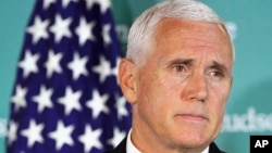 Vice President Mike Pence speaks Oct. 4, 2018, at the Hudson Institute in Washington. Pence said China was using its power in "more proactive and coercive ways to interfere in the domestic policies and politics of the United States." 