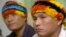 Andres Sandi (right) and Alberto Pizango, who represented the Achuar ethnic group of the Peruvian Amazon at a press conference, May 14, 2007, accused the U.S.-based Occidental Petroleum Corp. of systematic pollution. On Friday, Dec. 9, 2016, almost 50 Achuar communities are trying to stop Petroperu and GeoPark from drilling for oil and say they will physically block any attempts to operate on their lands. 