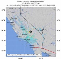 California earthquake locator map (Credit: USGS)