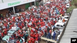 Des manifestants marchent pour réclamer la démission de Robert Mugabe, Harare, 14 avril 2016