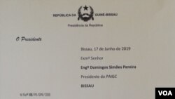 Carta do PR para Domingos Simões Pereira