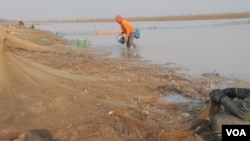 Villagers gather to catch fish in Trapaing Thmar reservoir as the drought continues to hit the community, in Banteay Meanchey, Feb. 23, 2019. (Sun Narin/VOA Khmer)