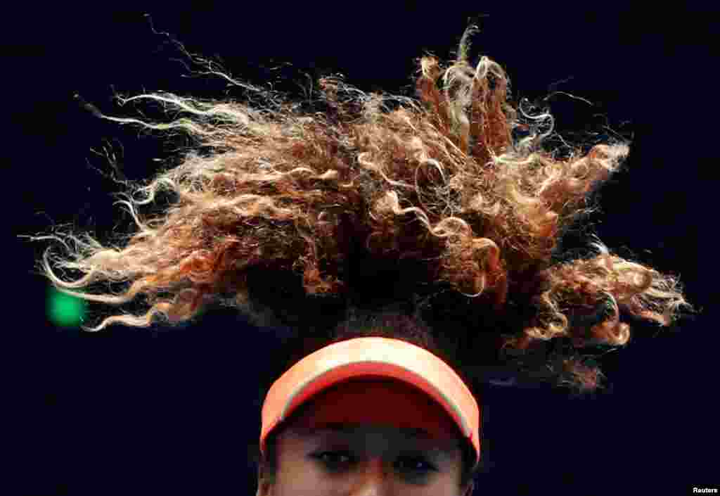 Japan&#39;s Naomi Osaka trains during a practice ahead of the Australian Open tennis championships in Melbourne.