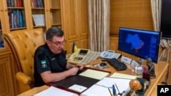 烏克蘭國家安全和國防委員會秘書奧列克西·丹尼洛夫(Oleksiy Danilov)在基輔的辦公室。 （2022年9月2日）