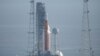 NASA's new moon rocket sits on Launch Pad 39-B hours ahead of a planned launch at the Kennedy Space Center, Sept. 3, 2022, in Cape Canaveral, Fla. 