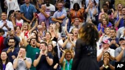 Fans cheer for Serena Williams during her match against Anett Kontaveit, of Estonia, during the second round of the US Open tennis tournament Aug. 31, 2022, in New York.