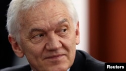 FILE - Businessman Gennady Timchenko, a target of U.S. economic sanctions, attends a session of the St. Petersburg International Economic Forum 2014 in St. Petersburg, Russia, May 24, 2014.