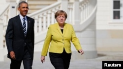 Барак Обама и Ангела Меркель. Ганновер, Германия. 24 апреля 2016 г. 