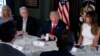 President Donald Trump speaks during a briefing on the opioid crisis, Aug. 8, 2017, at Trump National Golf Club in Bedminster, N.J. From left are, White House senior adviser Kellyanne Conway, Health and Human Services Secretary Tom Price, Trump, and first