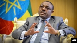 Ethiopia's Prime Minister Hailemariam Desalegn speaks to The Associated Press at his office in the capital Addis Ababa, Ethiopia, March 17, 2016.