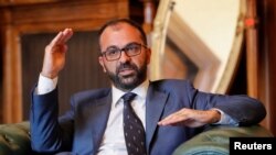 Italy's Education Minister Lorenzo Fioramonti gestures during an interview with Reuters in Rome, Italy, November 4, 2019.