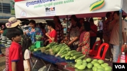 The community market sells organic vegetables, Kampong Speu province, Cambodia, February 20 2016. (Hul Reaksmey/VOA Khmer) 