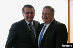 El secretario de Estado de EE. UU., Mike Pompeo, se reunió con el presidente de Brasil, Jair Bolsonaro, en Brasilia, Brasil, el 2 de enero de 2019. Foto de Marcos Correa (Presidencia).