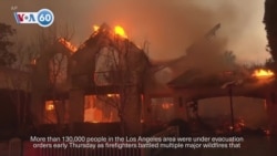 VOA60 America - More than 130,000 ordered to evacuate as Los Angeles wildfires spread