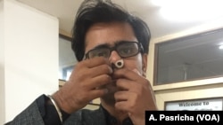 Prateek Sharma, who heads the New Delhi startup that produces the nose filters meant to restrict air pollution, says the Nasofilter is comfortable to wear in the nose.